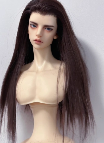 BJD Wig Brown Long Straight Beauty Tip Hair for SD Size Ball-jointed Doll