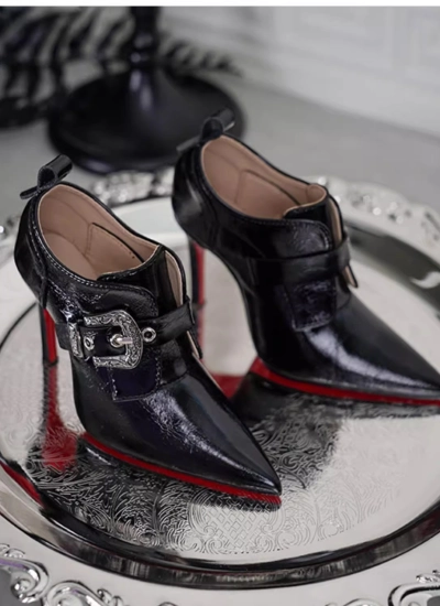 In Stock BJD Shoes Girl Boy Black High Heel Shoes for normal 70 Size Ball-jointed Doll