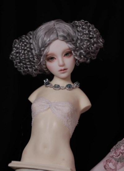 ドール用ウィッグ【蛾】スタイリングあり モヘア グレー SD/小顔SDサイズ人形用 球体関節人形用