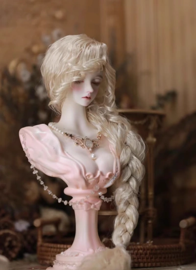 ドール用ウィッグ【人妻感】スタイリングあり モヘア ロングヘアー ゴールド SD/小顔SDサイズ人形用 球体関節人形用