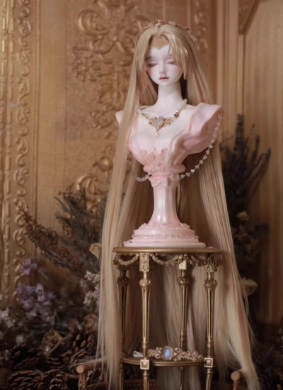 ドール用ウィッグ スタイリングあり ロングヘアー モヘア 50cm ゴールド SD/小顔SDサイズ人形用 球体関節人形用