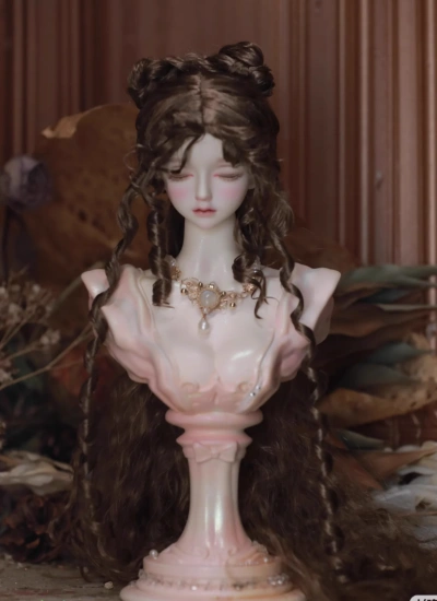 ドール用ウィッグ スタイリングあり チョコレート色 モヘア MSD/SD/小顔SDサイズ人形用 球体関節人形用