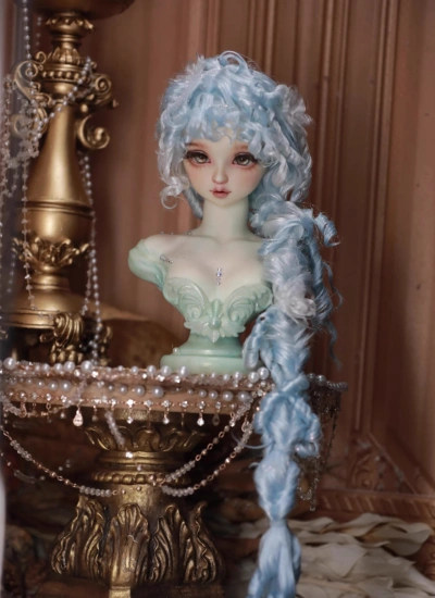 ドール用ウィッグ【繁露花】スタイリングあり ブルーグラデーション モヘア SD/小顔SDサイズ人形用 球体関節人形用