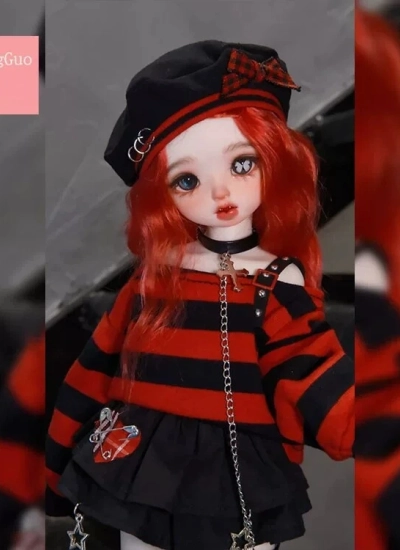 ドール用服 衣装セット 黒赤 1/6サイズ 女の子用 球体関節人形用 BJD用