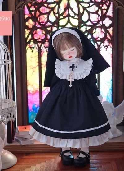 ドール用服 修道服 ブラック 1/6サイズ 女の子用 球体関節人形用 BJD用