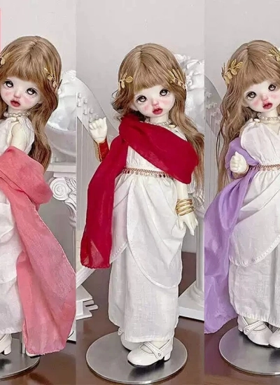 ドール用服 ワンピースセット ホワイト レッド ピンク パープル ライトブルー 1/6サイズ 女の子用 球体関節人形用 BJD用