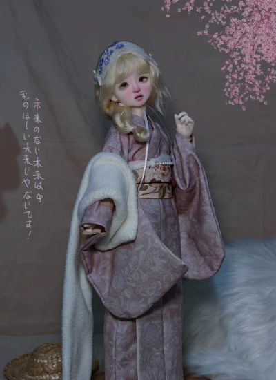 ドール用服  着物 パープル【秋野集】女の子用 MSDサイズ人形用 BJD用