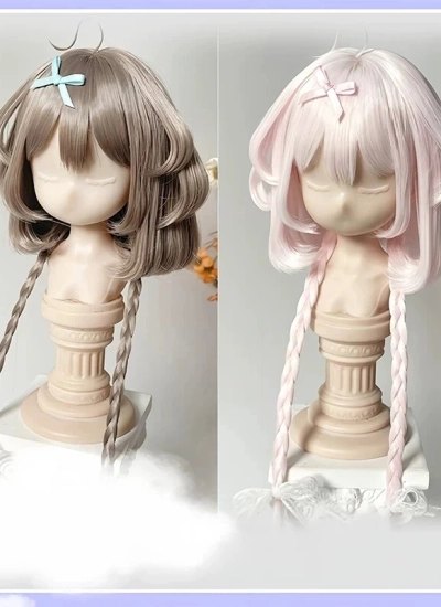 MQQ BJD Wig Pink Brown Style Hair for 1/4 1/3 Ball-jointed Doll