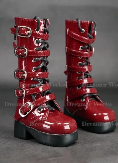BJD Shoes Red Punk Boots for MSD Ball-jointed Doll