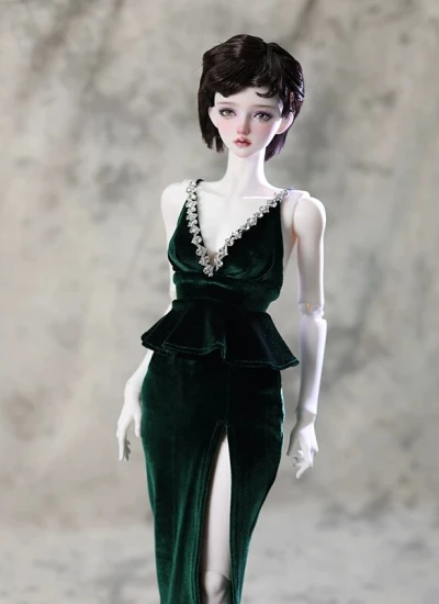 ドール用服 ドレス ダークグリーン ダークグレー 女の子用 MSD/SD/SD16サイズ BJD用 球体関節人形用