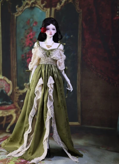 ドール用服 ワンピース グリーン 女の子用 MSD/SD/SD16サイズ BJD用 球体関節人形用