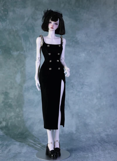 ドール用服 ワンピース ブラック 女の子用 IMPL63サイズ BJD用 球体関節人形用