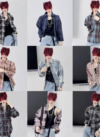 BJD Clothes Boy Plaid shirt for 75cm Size Ball Jointed Doll