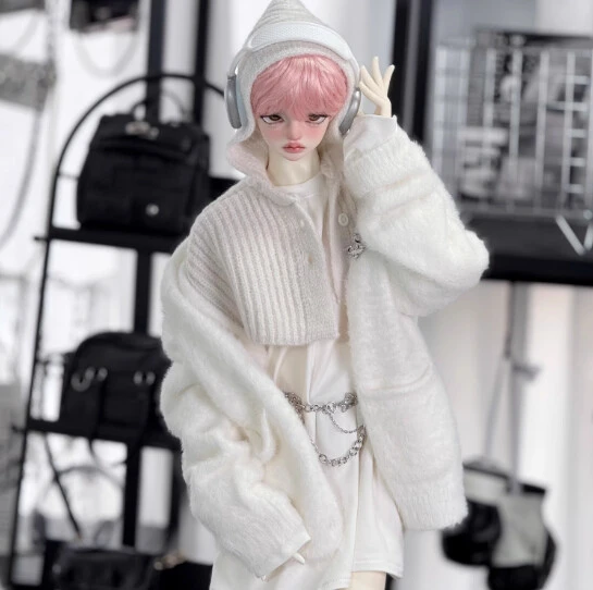 BJD Clothes Knit Hooded Wrap for ID75 Size Ball Jointed Doll