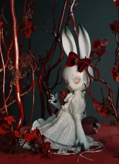 2nd Batch BJD Fullset Hidden Face Rabbit - White Moon 35cm Ball-jointed Doll