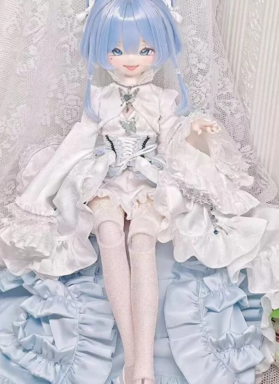 Bai Hua BJD Clothes [Light Blue White] Evening Dress Set for 1/4 Ball-jointed doll