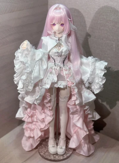 Bai Hua BJD Clothes [Pink White] Evening Dress Set for 1/4 Ball-jointed doll