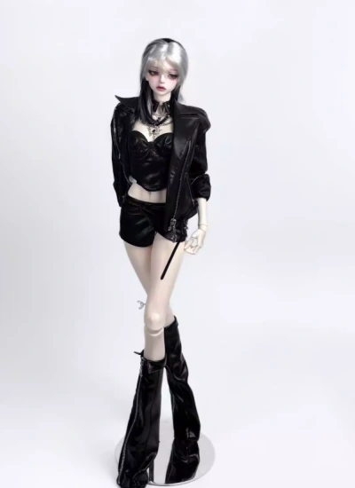 YEEVENTIDUE BJD Clothes Motorcycle Leather Jacket for DZ71/IMPL68 Size Ball Jointed Doll