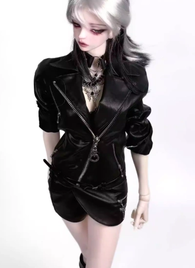 YEEVENTIDUE BJD Clothes Motorcycle Leather Jacket for DZ71/IMPL68 Size Ball Jointed Doll