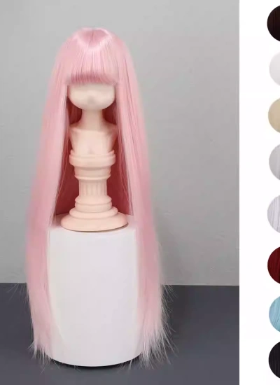 BJD Wig Long Straight Basic Hair with Bangs for 1/6 1/4 1/3 Ball-jointed Doll