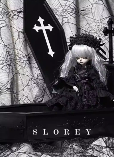 ドール用ゴシックコフィン ホワイト ブラック男女共通 1/2サイズ人形用