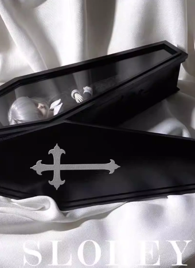 ドール用ゴシックコフィン ホワイト ブラック男女共通 1/12サイズ人形用