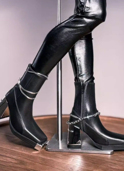 BJD Shoes Black Color-block Ankle Boots for ID75 Size Ball-jointed Doll