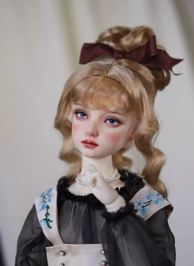 ドール用ウィッグ モヘア パーマー ゴールド ブラック MSD/小顔SDサイズ用 BJD用  QQ-155