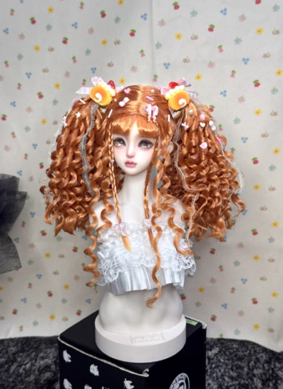 You Ni BJD Orange Wig Long Style Hair for 1/3 1/4 1/6 Ball-jointed Doll