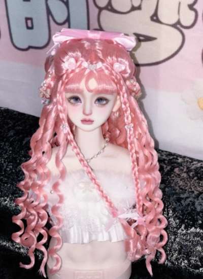 You Ni BJD Pink Wig Long Style Hair for 1/3 1/4 1/6 Ball-jointed Doll