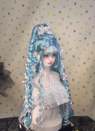 You Ni BJD Blue Wig Long Style Hair for 1/3 1/4 1/6 Ball-jointed Doll