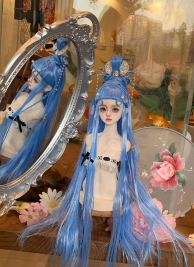 You Ni BJD Blue Wig Long Style Hair for 1/3 1/4 1/6 Ball-jointed Doll