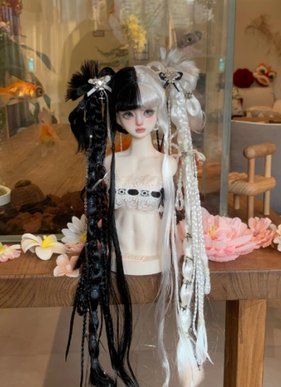 You Ni BJD White Black Wig Y2K Long Style Hair for 1/3 1/4 1/6 Ball-jointed Doll