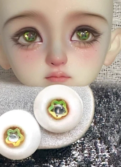 BJD Resin Eyes Green Star Diamond 12mm 14mm 16mm Eyeballs for Ball-jointed Doll