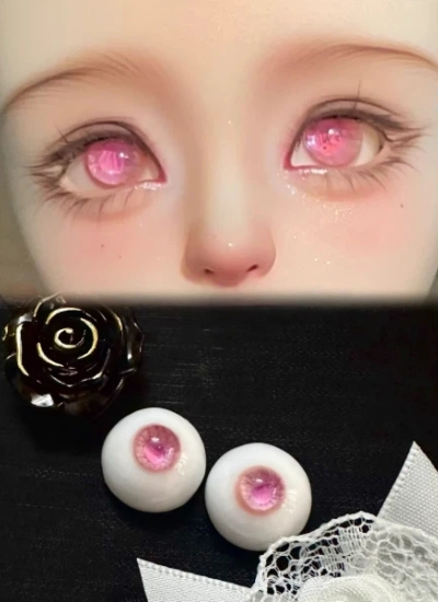 ドール用アイ 樹脂 レジン【ピンクキャンディ】ピンク 12mm/14mm/16mm BJD