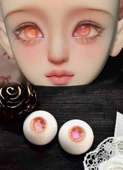 ドール用アイ 樹脂 レジン【Pink star 003】ピンク 12mm/14mm/16mm BJD