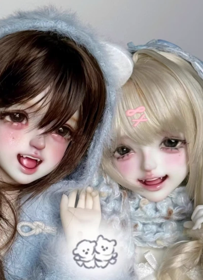 二次受注 ドール用ヘッド 猫豆酱 1/4サイズ 笑顔/開け目/眠り目/Wink 球体関節人形用 BJD用