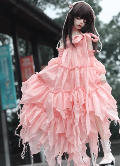 BJD Clothes Pink Forest-style Dress for 1/3 Size Ball Jointed Doll