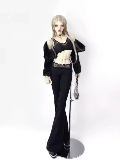 YEEVENTIDUE BJD Clothes Black Lace Bustier + Flared Tailored Pants for DZ70/DZ71/IMPL68 Size Ball Jointed Doll