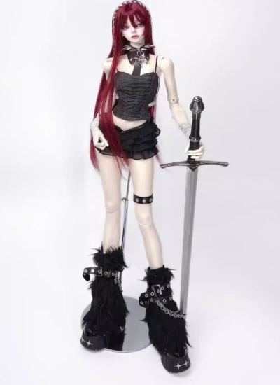 YEEVENTIDUE BJD Clothes Dark Gray Denim Bandeau + Chiffon Puff Skirt Set for DZ70/DZ71/IMPL68 Size Ball Jointed Doll