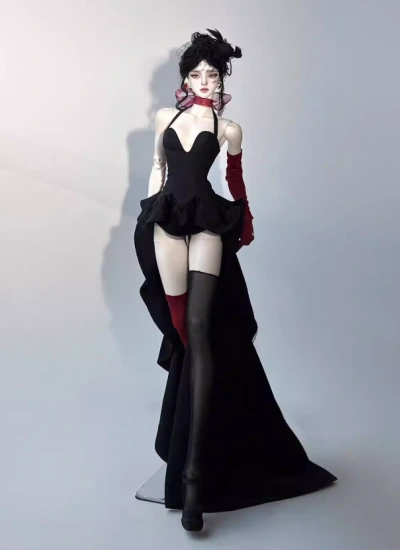 YEEVENTIDUE BJD Clothes Black Velvet Gown Suit Set for DZ70/DZ71/IMPL68 Size Ball Jointed Doll