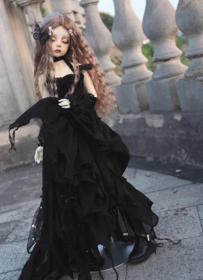 BJD Clothes Black Forest-style Strap Dress for 1/4 1/3 Size Ball Jointed Doll