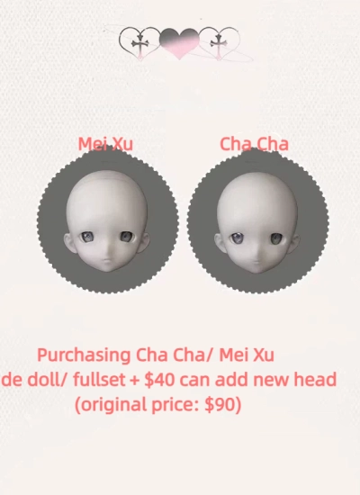 BJD Head Cha Cha & Mei Xu Head for 1/4 Size Ball Jointed Doll