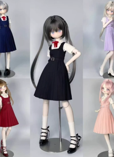 BJD Clothes Red Black Purple Blue Pink Girl Junior High School Uniform MSD YOSD Size Ball Jointed Doll