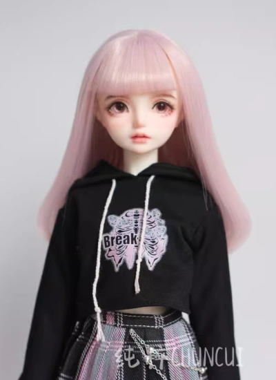BJD Clothes Black Printed Hoodie for OB24 1/6 1/4 1/3 Ball-jointed Doll