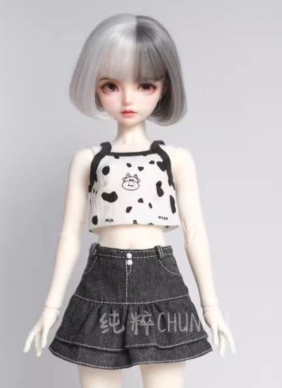 BJD Clothes Denim Tiered Skirt for OB24 1/6 1/4 1/3 Ball-jointed Doll