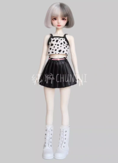 BJD Clothes Solid Color Leather Skirt with Belt for OB24 1/6 1/4 1/3 Ball-jointed Doll