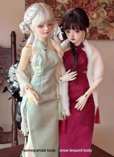 Ding Ling BJD Clothes [Jing Ling Spring] Cheongsam Dress Set for 1/6 1/4 70cm Size Ball-jointed Doll