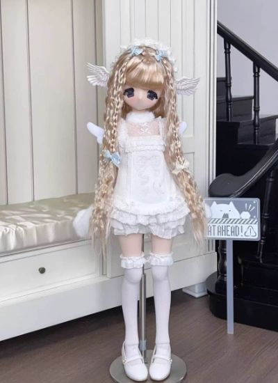 ドール用ウィッグ ロングパーマ 編みウィッグ 前髪 シルバーグレー ライトゴールド ライトブラウン ダークブラウンピンクパープル ブルーミルク糸 女の子用 MSD/SDサイズ人形用 BJD用