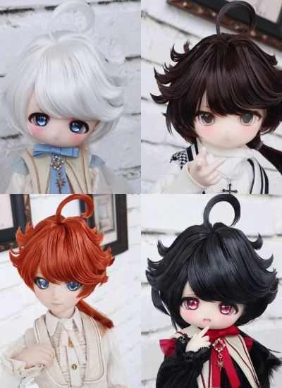 BJD Male White Brown Carrot Black Style Wig Short Hair for SD/MSD Size Ball-jointed Doll